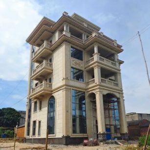 乌鲁木齐 黄金麻花岗岩石材别墅外墙干挂搭配（雕花栏杆花瓶柱门楼罗马柱）