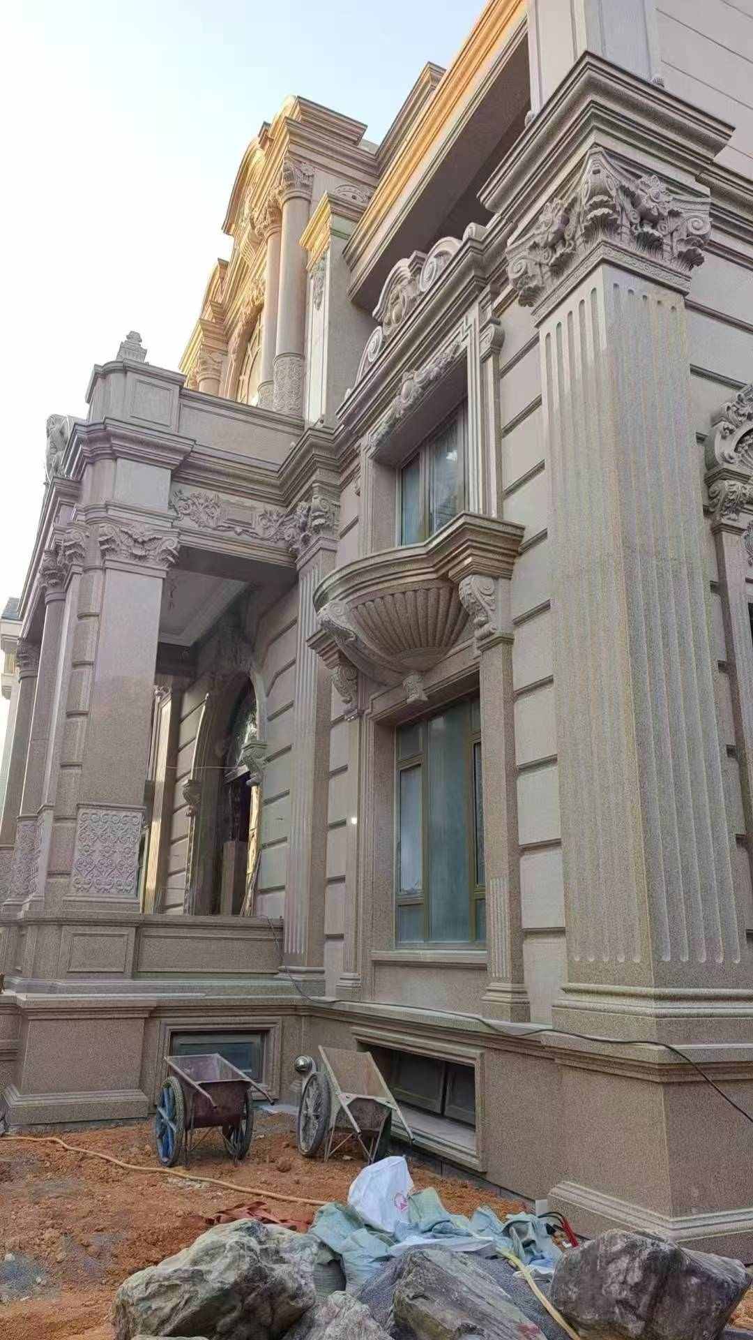 乌鲁木齐 黄金麻花岗岩光面别墅外墙干挂施工完成