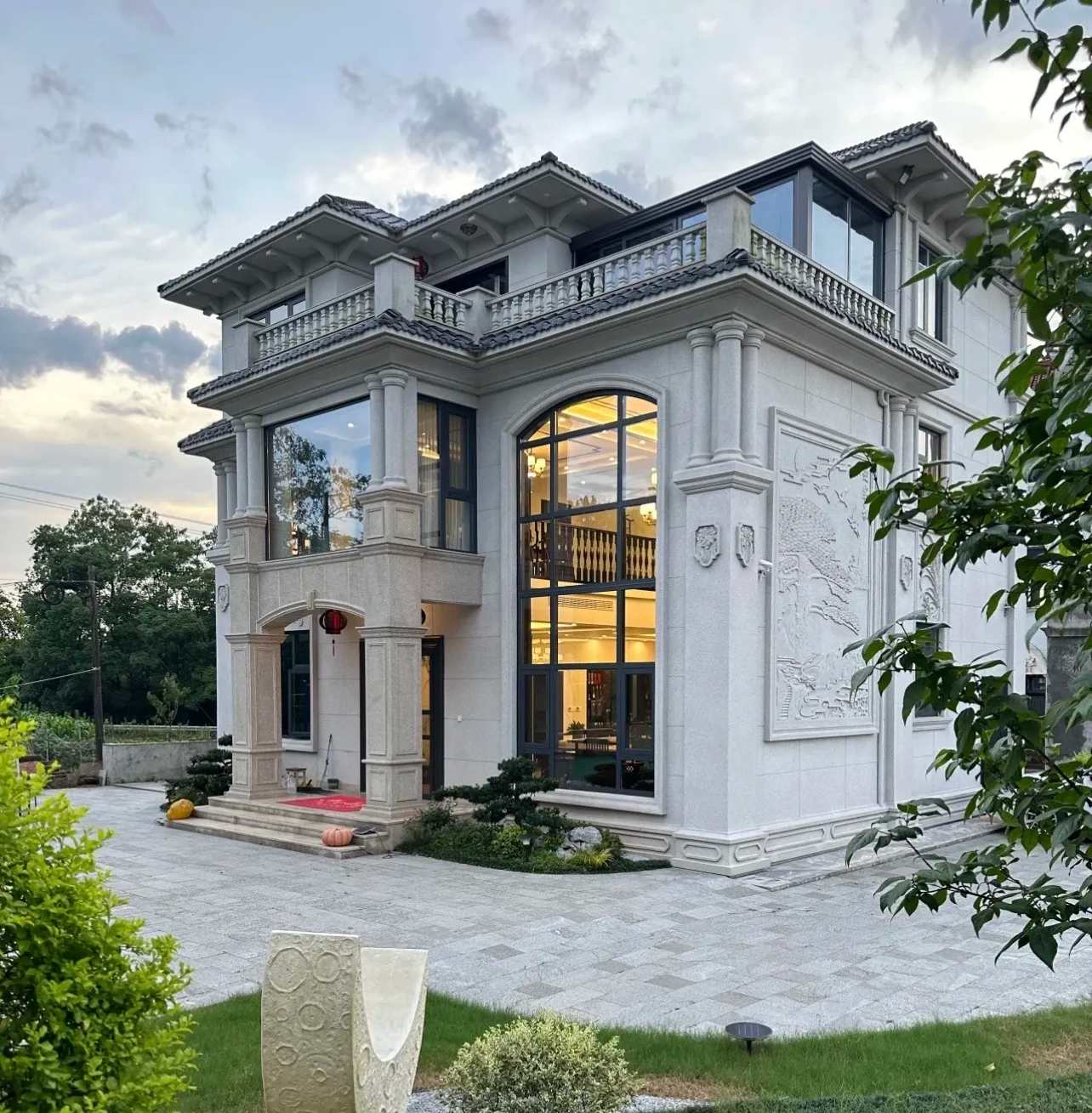 乌鲁木齐 白麻花岗岩私人别墅干挂石材豪华定制