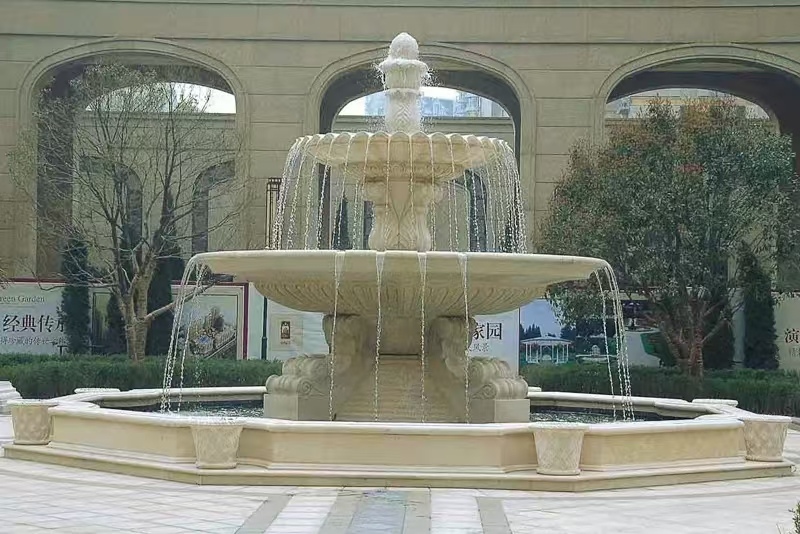 乌鲁木齐 黄金麻花岗岩异型加工——户外庭院石雕流水喷泉