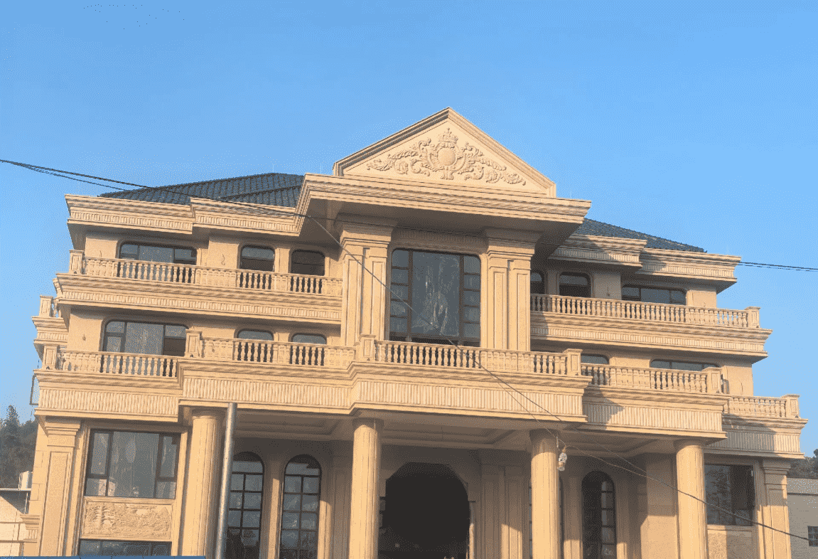 乌鲁木齐黄金麻别墅外墙干挂石材效果示例